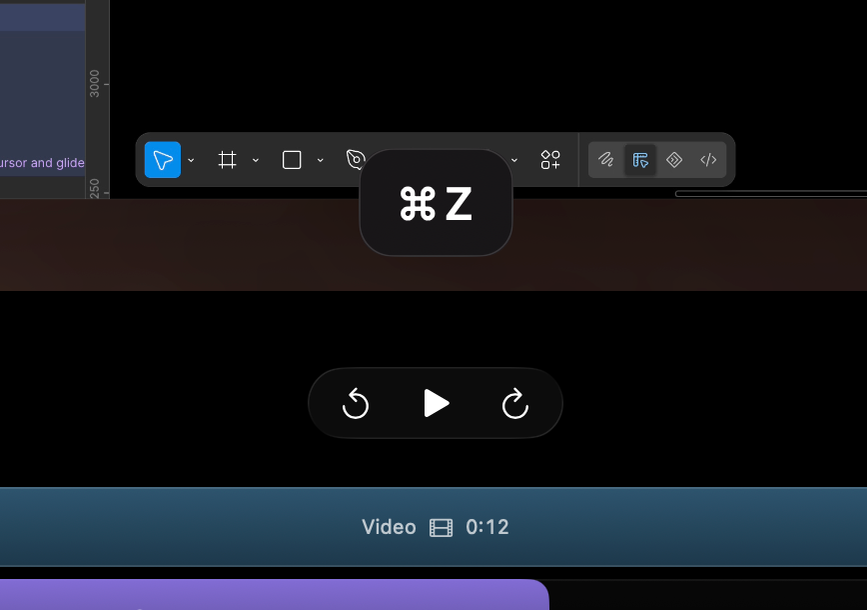 Keyboard shortcuts shown over a recording